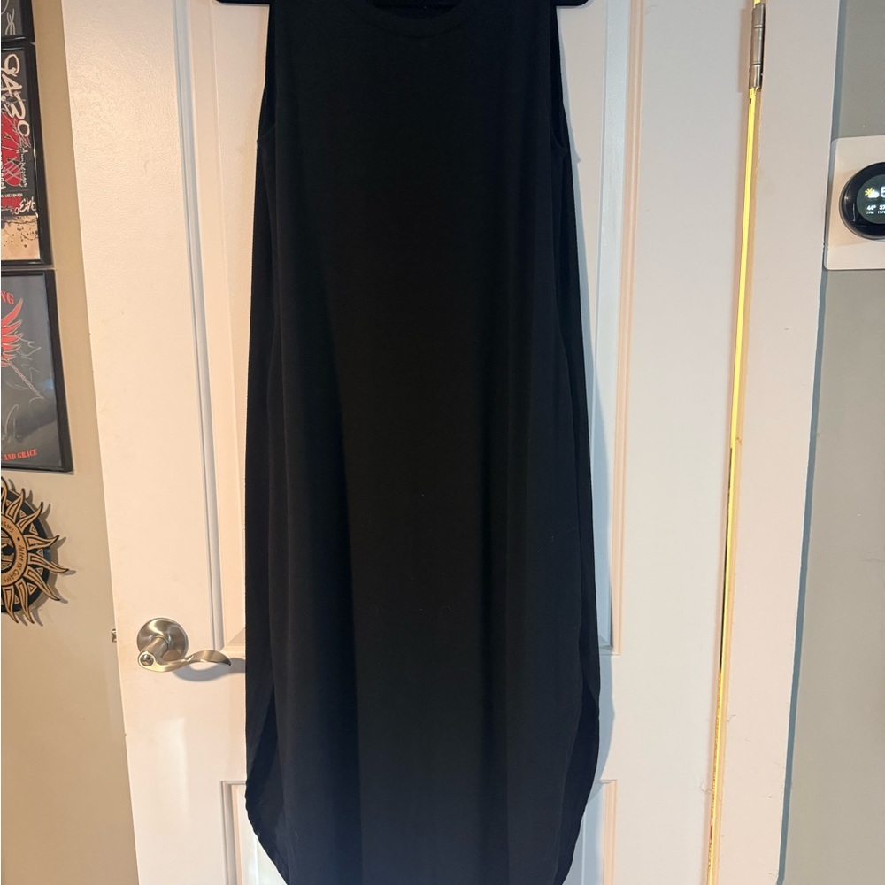 Zenana Black Sleeveless Cotton Dress with Pockets
